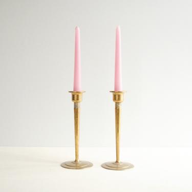 Vintage Solid Brass Candle Holder Pair, Brass Candlesticks, Brass Candle Sticks, Pair of Brass Candle Holders, Solid Brass Candleholders 