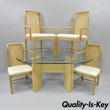 Drexel Heritage Compatibles Blonde Wood Dining Room Set Table 4 Chairs Art Deco