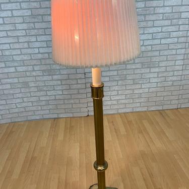 Tommi Parzinger Style Antique Brass  Floor Lamp with Original Shade by Stiffel