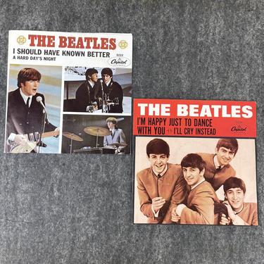Beatles 45rpm record sleeves - a pair - 1960s vintage 