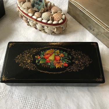 Vintage Russian Lacquer Mstera Box - Jewelry, Keepsakes 