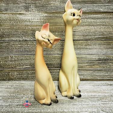 Vintage Cat Figurine Pair, Mid Century Modern Kitty, Retro Ceramic Cats, Tall Sitting Kitty Cats, Vintage Cat Statues, Vintage Home Decor 