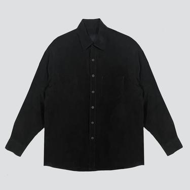 Black Cupro Loose Button Up