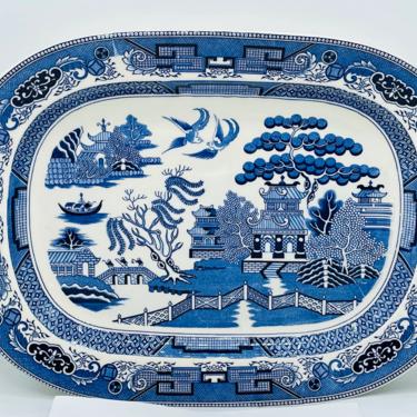 Vintage Extra Large Blue Willow Turkey Platter- William Sonoma- 18.5&amp;quot; X 14&amp;quot;- Excellent Condition 