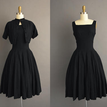 1950s vintage dress | Jonathan Logan Jet Back 2pc Full Skirt Linen Cotton Summer Dress | Small Medium | 50s dress 
