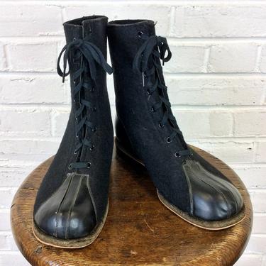 Size 9 Vintage Black Wool Felt Workwear Extreme Cold Weather Arctic Insulation Boots 
