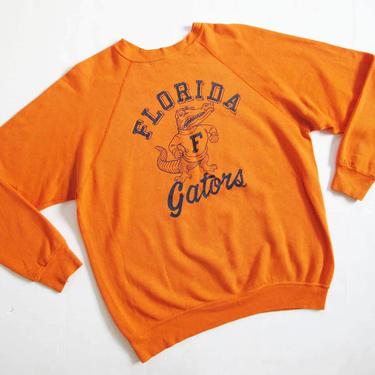 Vintage 70s Florida Gators Orange Sweatshirt Large - 1970s Raglan Pullover Crewneck Sweatshirt - College Athletic Sweater 
