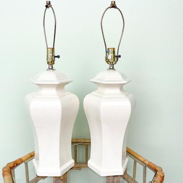 Pair of Cream Ginger Jar Lamps