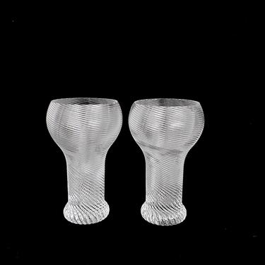 Vintage Pair of Murano Art Glass Textured Swirl Glass Drinking Glasses 7&quot; Tall X 4&quot; wide 