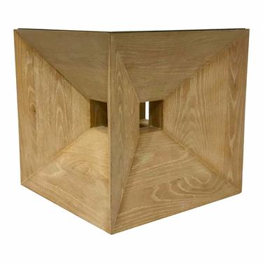 Global Views Modern Cerused Oak Finished Cube Side Table