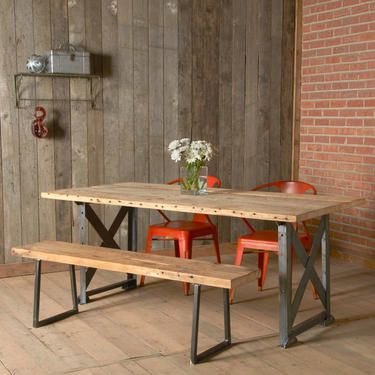 Industrial Reclaimed Wood Bench with square steel legs (1.65&amp;quot; Standard Top, 36&amp;quot;L x 11.5&amp;quot;w x 18&amp;quot;h) 
