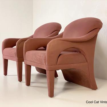 Pair of Contemporary Postmodern Sculptured Armchairs by Carson's - *Please see notes on shipping before you purchase. 