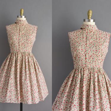 1950s Inspired  dress | Ditsy Floral Print Full Skirt Cotton Dress | Medium | 50s Inspired dress 