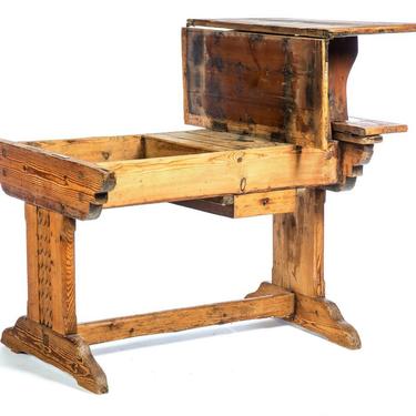 Antique European Primitive Farmhouse Folding Table Desk Island Bar Workbench