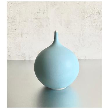 SHIPS NOW- Seconds Sale- one large Ice Blue Rotund stoneware bottle vase by Sara Paloma 