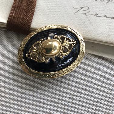 Victorian Style Black and Gold Mourning Brooch
