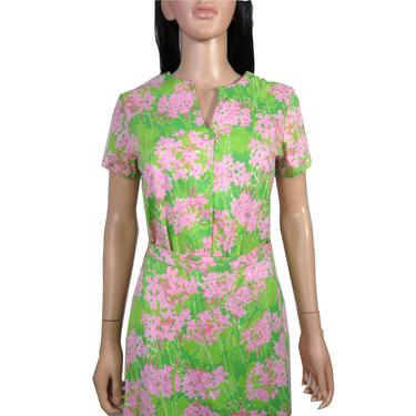 Vintage 60s/70s Lilly Pulitzer Designer Floral Jersey Knit Shirt Dress Size M 