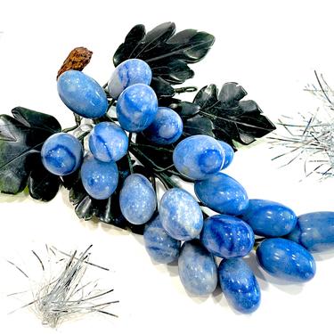 VINTAGE: Old Large Jade Grape Cluster - Precious Stone Fruit - Hand Carved Leaves - Bunch of Grapes - Wine Bar - SKU 15-F1-00033228 