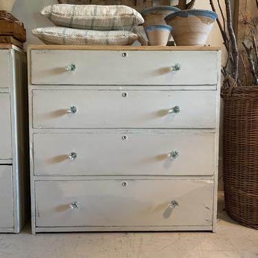 Vintage Painted Chest of Drawers with Glass Knobs