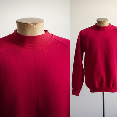 Vintage 1980s Red Pullover Sweatshirt / Vintage Red Raglan Sweatshirt / Vintage 1980s Fruit of the Loom Sweatshirt / Vintage Pullover M 