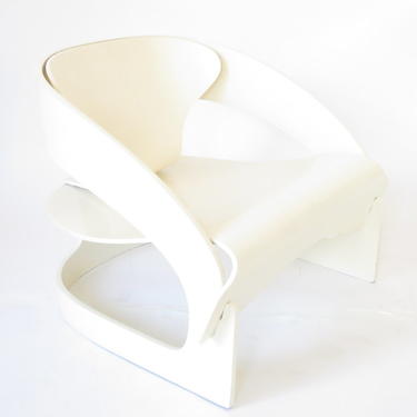 Joe Colombo Model 4801 White Lacquered Plywood Chair Kartell 1965