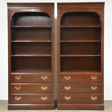 Ethan Allen Georgian Court Solid Cherry Bookcases - A Pair 