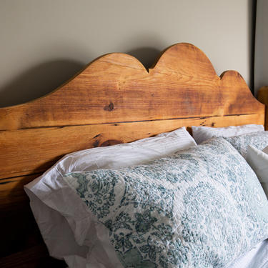 The Monica -- Graceful Carved Headboard Bed from Reclaimed Wood 