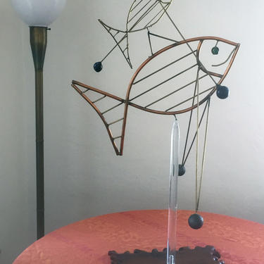 1970&#x27;s kinetic copper fish sculpture