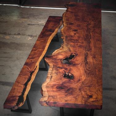 Huge Redwood Tree Live Edge Table &amp; Bench 