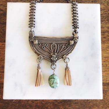 Vintage Turquoise and Stone Necklace 