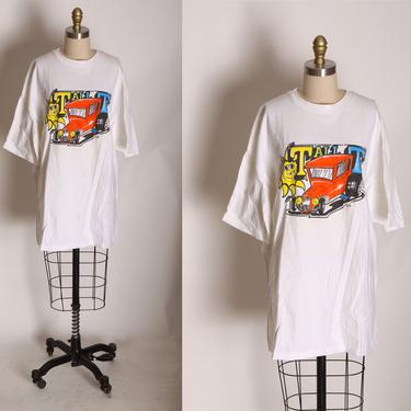 1990s White Single Stitch Model T Tall T Car Hot Rod T Shirt by Hanes Beefy T -XXL 