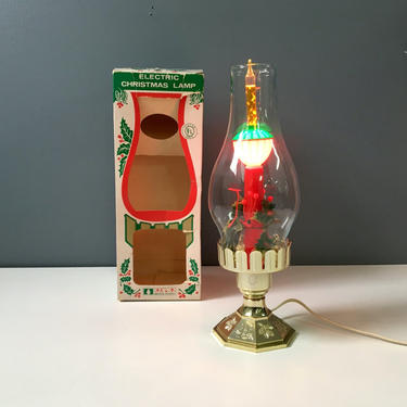 Electric Christmas Lamp - ACLA Cat. No. 15 - 1960s vintage hurricane lamp with bubble light 