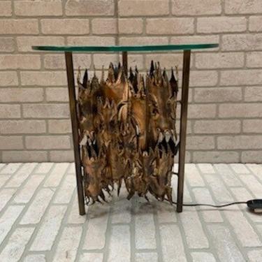 Silas Seandel Lighted Torch Cut Brutalist Side Table