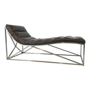 Caracole Modern Taupe Leather Band Together Chaise Lounger