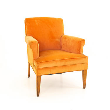 Mid Century Orange Velvet Lounge Chair - mcm 