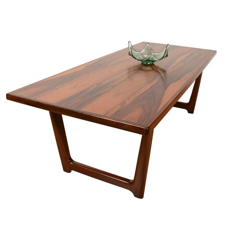 Danish Modern Rosewood Sleigh-Leg Coffee Table