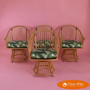 Set of 4 Barrel Swivel Chairs by Henry Olko for Willow &#038; Reed
