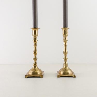 Vintage Brass Candlestick Pair, Set of Two Gold Candleholders For Tapers, Cottage Farmhouse Decor 