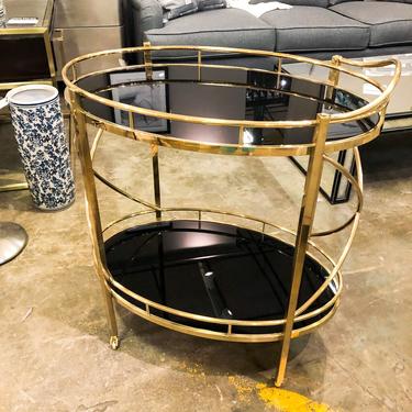Gold &amp; Black Oval Bar Cart