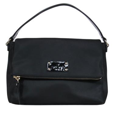Kate Spade - Black Nylon & Patent Leather Flap Shoulder Bag