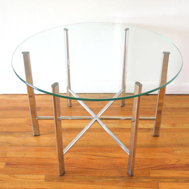 Mid Century Modern Chrome and Glass Starburst Table