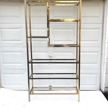Vintage Modern Brass and Glass Etagere 