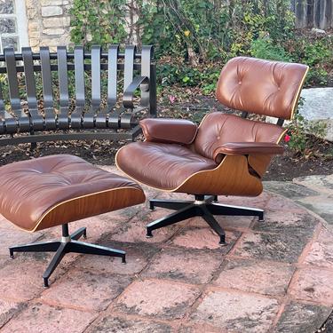 Local Pick Up Please - Genuine Herman Miller Eames Lounge Chair and Ottoman in Brown Leather with Walnut Shell 