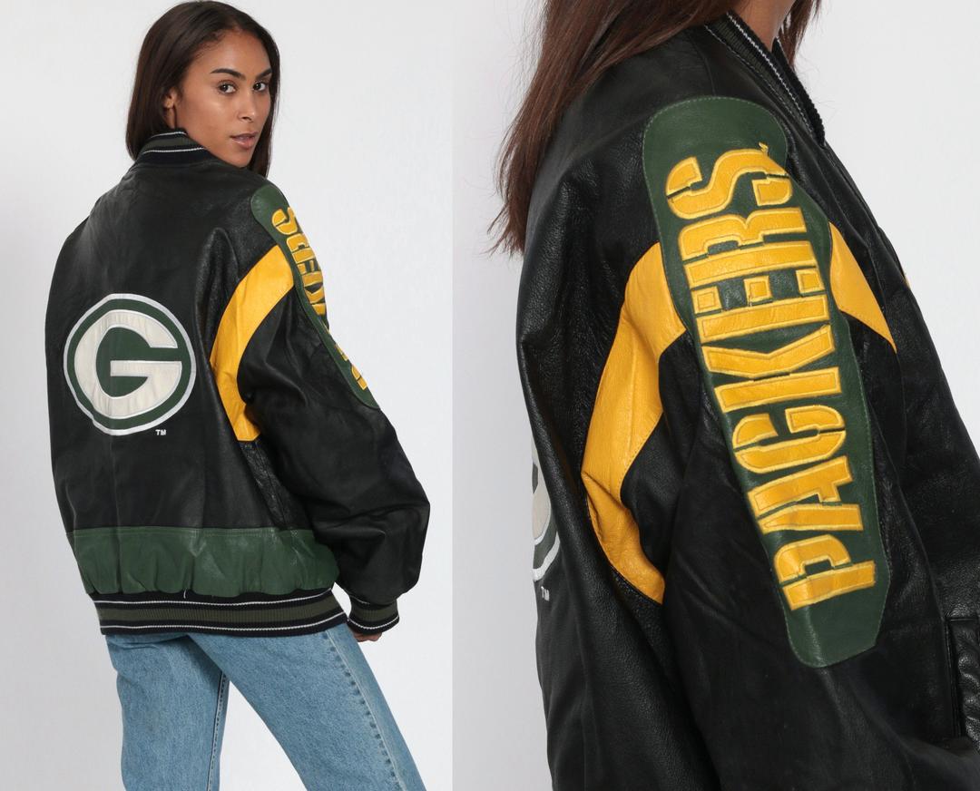 vintage green bay packers leather jacket