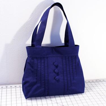 Pintuck Purse with Buttons in Navy Blue 