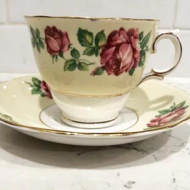 Vintage Colclough Rose and Yellow Teacup & Saucer | Yellow Pretty Gold Teacup, Tea Party Teacup, Bone China Teacup, Floral Teacup by LeChalet