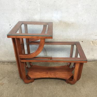 Mid Century Side Table with Glass