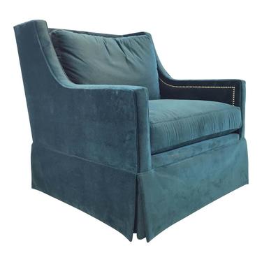 Gabby Helena Turquoise Velvet Modern Swivel Club Chair