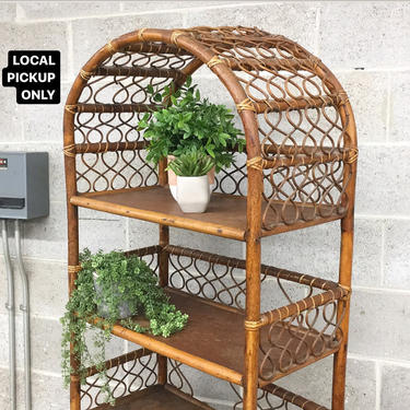 LOCAL PICKUP ONLY ———— Vintage Rattan Arch Shelving Unit 