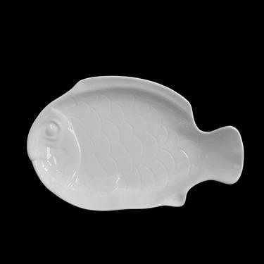 Vintage LARGE 17.25&quot; x 11&quot; Modern Dansk International Designs LTD White Porcelain Fish Serving Bowl Platter 